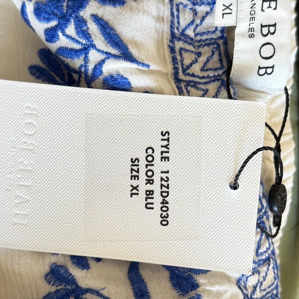 NWT‎ Hale Bob Blue Embroidered Gauze  Floral Boho Elastic Waist Maxi Skirt XL - Picture 6 of 12